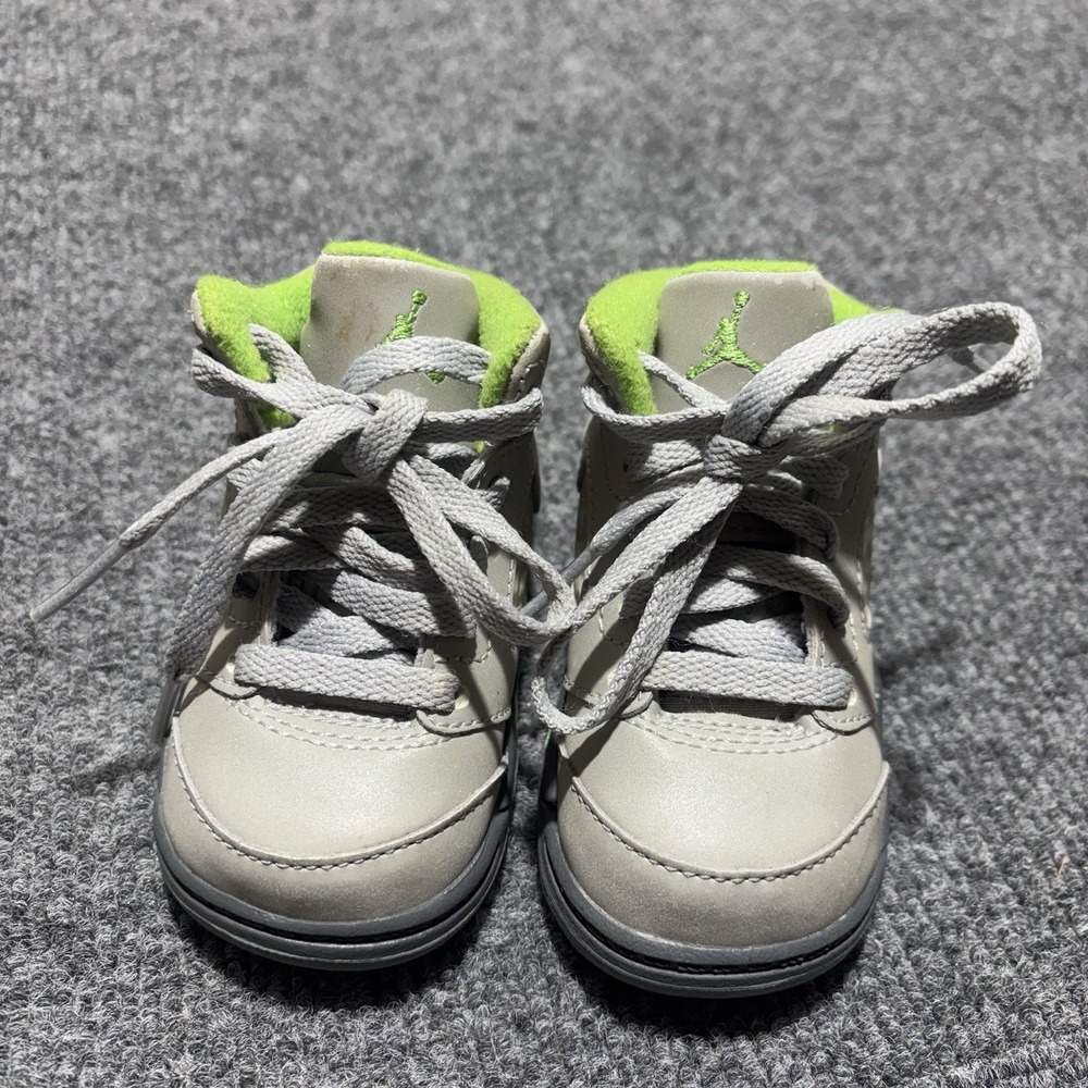 Jordan Air Jordan 5 Toddler Sneaker Gray/Green Leather Lace Up 4C DQ5736-008